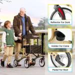 OasisSpace Foldable Rollator Walker with Seat (Golden) by OasisSpace