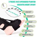 Vidaoheh Plantar Fasciitis Night Splint, Upgrade 3 Adjustable Straps Plantar Fasciitis Night Splint Relief Plantar Fasciitis, Foot Drop, Achilles Tendonitis, Day&Night Black-2 Packs by Vidaoheh