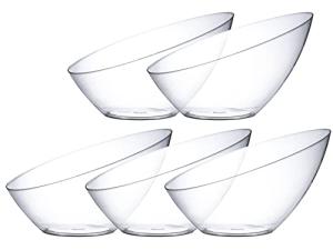 Posh Setting Crystal Clear, Disposable Premium Hard Plastic Medium Angled Bowl, Party, Salad, Snack and Fruit Bowl 5 Pack by Posh Setting
