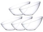 Posh Setting Crystal Clear, Disposable Premium Hard Plastic Medium Angled Bowl, Party, Salad, Snack and Fruit Bowl 5 Pack by Posh Setting