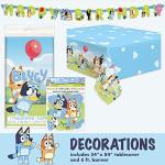 Unique Bluey Birthday Party Supplies | Serves 16 Guests | Bluey Party Supplies | Bluey Party Decorations | Banner, Table Cloth, Dinner & Cake Plates, Napkins, Sticker | Officially Licensed by Unique