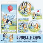 Unique Bluey Birthday Party Supplies | Serves 16 Guests | Bluey Party Supplies | Bluey Party Decorations | Banner, Table Cloth, Dinner & Cake Plates, Napkins, Sticker | Officially Licensed by Unique