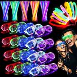 120 Pack Patriotic Glow Sticks Party Supplies LED Light Up Toys Glow in The Dark for Kid/Adult with 100 Glow Stick Necklaces Bracelets 20 Shutter Shades Glasses Birthday Carnival July 4th Party Favor by 