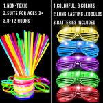 120 Pack Patriotic Glow Sticks Party Supplies LED Light Up Toys Glow in The Dark for Kid/Adult with 100 Glow Stick Necklaces Bracelets 20 Shutter Shades Glasses Birthday Carnival July 4th Party Favor by 