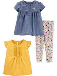 Simple Joys by Carter's Baby Girls' 3-Piece Playwear Set, Chambray/Polka Dot, 18 Months from Carter's Simple Joys - Private Label