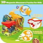 JOY SPOT! 3D Magnetic Dinosaurs Toy Play Set,Dinosaur Puzzles for Kids,Educational Preschool Contruction Game,4 Realistic Jurassic Dinosaur,Dino World Gift Set for Toddlers Learning & Development from JOY SPOT!