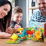 JOY SPOT! 3D Magnetic Dinosaurs Toy Play Set,Dinosaur Puzzles for Kids,Educational Preschool Contruction Game,4 Realistic Jurassic Dinosaur,Dino World Gift Set for Toddlers Learning & Development from JOY SPOT!