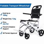 Broobey Lightweight Folding Transport Wheelchairs for Adults and Seniors, Transport Travel Chair Weight Only 16lbs Support 220Lbs by Broobey