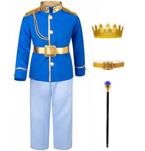 TOGROP Prince Charming Costume for Kids Boys Royal Prince King Outfit Party Cosplay 7-8 Years Blue from TOGROP