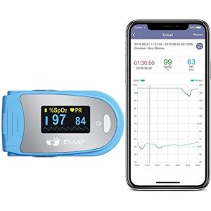 EMAY Sleep Oxygen Monitor with 40 Hours Built-in Memory | Sleep Pulse Oximeter For Overnight Oxygen Tracking | Records O2 & HR Continuously With Report & Raw Data from EMAY