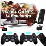 Wireless Retro Game Console, 8K Ultra HD Nostalgia Video Game Stick 10000+ Games Built-in, Plug and Play, 10+ Classic Emulators, 64G, with Dual 2.4GHz Wireless Gamepads, 1m USB Cable by Jhomon