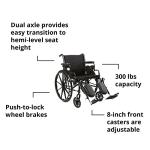 McKesson Wheelchair, Swing Away Foot Leg Rest, Elevating Leg Rest, Desk Length Arms Flip Back, 20 in Seat, 300 lbs Weight Capacity, 1 Count from MCK BRAND