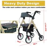 WINLOVE Heavy Duty Rollator Walker for Seniors, Super Easy Folding Bariatric Walker with 10" Big Front Wheels- Rolling Mobility Walking Aid for Adult Elderly, Aluminum Frame,Champagne by WINLOVE