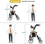 WINLOVE Heavy Duty Rollator Walker for Seniors, Super Easy Folding Bariatric Walker with 10" Big Front Wheels- Rolling Mobility Walking Aid for Adult Elderly, Aluminum Frame,Champagne by WINLOVE