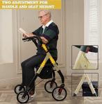 WINLOVE Heavy Duty Rollator Walker for Seniors, Super Easy Folding Bariatric Walker with 10" Big Front Wheels- Rolling Mobility Walking Aid for Adult Elderly, Aluminum Frame,Champagne by WINLOVE