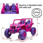 AOKOY Load 200Ibs Side by Side 2-Seater Kids Car, 24V Kids Ride On UTV Battery Powered Kids Car w/Remote Control 4x4 Ride On Car for Girls Off Road Truck 24V Ride On Toy, Pink&Purple by AOKOY