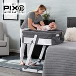 Simmons Kids By The Bed City Sleeper Bassinet for Twins - Adjustable Height Portable Crib with Wheels & Airflow Mesh, Grey Tweed by Delta Children