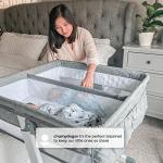 Simmons Kids By The Bed City Sleeper Bassinet for Twins - Adjustable Height Portable Crib with Wheels & Airflow Mesh, Grey Tweed by Delta Children