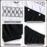 Booulfi Boy Baptism Christening Outfit Baby Boys Wedding Linen Outfit Newborn Infant Church Outfits Summer Short Sleeve Black Smocked Baby Boy Clothes 12-18 Months from Booulfi