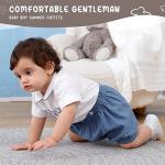 Booulfi Boy Baptism Christening Outfit Baby Boys Wedding Linen Outfit Newborn Infant Church Outfits Summer Short Sleeve Black Smocked Baby Boy Clothes 12-18 Months from Booulfi