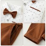 Baby Boy Clothes 0-18M Infant Tuxedo Long Sleeve Gentleman Outfits + Suspender Pants + Bowtie + Beret Hat Baby Boy Suit Set White by 