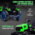 Hetoy 3 in 1 Ride on Tractor, Excavator & Bulldozer, 24V Electric Vehicle w/Trailer, Shovel Bucket, Digger, Remote Control, EVA Tires, LED Lights, Music, USB & Bluetooth, Kids Ride on Car Toy, Green from Hetoy