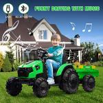 Hetoy 3 in 1 Ride on Tractor, Excavator & Bulldozer, 24V Electric Vehicle w/Trailer, Shovel Bucket, Digger, Remote Control, EVA Tires, LED Lights, Music, USB & Bluetooth, Kids Ride on Car Toy, Green from Hetoy