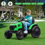Hetoy 3 in 1 Ride on Tractor, Excavator & Bulldozer, 24V Electric Vehicle w/Trailer, Shovel Bucket, Digger, Remote Control, EVA Tires, LED Lights, Music, USB & Bluetooth, Kids Ride on Car Toy, Green from Hetoy