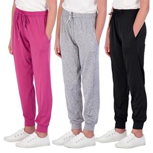 3 Pack: Girls Dry Fit Joggers Soft Girl Jogger Sweatpant Athletic Track Warmup Casual Sweatpants Clothes Sports Kids Clothing Youth Children Sweats Pant Teen Running Pants Leggings -Set 6, S (8) from Real Essentials