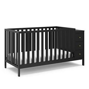 Storkcraft Malibu Customizable Convertible Crib (Black) â GREENGUARD Gold Certified, Crib with Storage Drawers, Converts to Toddler Bed, Fits Standard Full-Size Crib Mattress by Storkcraft