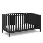 Storkcraft Malibu Customizable Convertible Crib (Black) â GREENGUARD Gold Certified, Crib with Storage Drawers, Converts to Toddler Bed, Fits Standard Full-Size Crib Mattress by Storkcraft