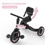 newyoo Toddler Bike, Toddler Tricycle for 1-3 Year Olds, 3 in 1 Balance Bike, Trike with Safety Belt & Backrest, Gift & Toys for Boys & Girls, TR001 (Pink) from newyoo