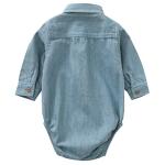 MOMOLAND Infant Baby Boys Woven Denim Button Up Bodysuit Romper Shirt (6-9 Months, Denim 265) from 