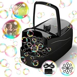 Bubble Machine, Automatic Bubble Blower Electronics Bubble Maker for Kids 10000+ Bubbles Per Minute with 2 Speeds, 8 Wands,Plug-in or Batteries Bubbles Toy for Outdoor/Indoor Party Birthday (Black) by Sizonjoy