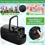 Bubble Machine, Automatic Bubble Blower Electronics Bubble Maker for Kids 10000+ Bubbles Per Minute with 2 Speeds, 8 Wands,Plug-in or Batteries Bubbles Toy for Outdoor/Indoor Party Birthday (Black) by Sizonjoy