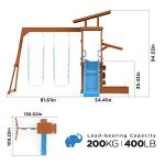 Dolphin Playground Wooden Swing Sets for Backyard with Sandbox, Outdoor Playset for Kids with 6FT Wave Slide, Rock Climbing Wall, 2 Belt Swings, and Fort, Heavy Duty Playground Accessories, Kids 2-10 by DOLPHIN PLAYGROUND T