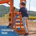 Dolphin Playground Wooden Swing Sets for Backyard with Sandbox, Outdoor Playset for Kids with 6FT Wave Slide, Rock Climbing Wall, 2 Belt Swings, and Fort, Heavy Duty Playground Accessories, Kids 2-10 by DOLPHIN PLAYGROUND T