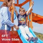 Dolphin Playground Wooden Swing Sets for Backyard with Sandbox, Outdoor Playset for Kids with 6FT Wave Slide, Rock Climbing Wall, 2 Belt Swings, and Fort, Heavy Duty Playground Accessories, Kids 2-10 by DOLPHIN PLAYGROUND T