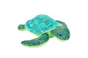 WILD REPUBLIC Sea Turtle, Foilkins Junior, Stuffed Animal, 8 inches, Gift for Kids, Plush Toy, Fill is Spun Recycled Water Bottles from Wild Republic