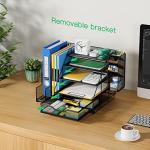 VIVSOL Desk Organizer and Accessories Storage with 5-Tier Paper Letter Tray, Mesh Desktop Organizer and Storage with Pen Holder and Sliding Drawers for Office, School, Home to Collect Office Supplies from VIVSOL