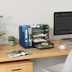 VIVSOL Desk Organizer and Accessories Storage with 5-Tier Paper Letter Tray, Mesh Desktop Organizer and Storage with Pen Holder and Sliding Drawers for Office, School, Home to Collect Office Supplies from VIVSOL