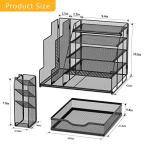 VIVSOL Desk Organizer and Accessories Storage with 5-Tier Paper Letter Tray, Mesh Desktop Organizer and Storage with Pen Holder and Sliding Drawers for Office, School, Home to Collect Office Supplies from VIVSOL