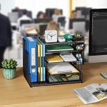 VIVSOL Desk Organizer and Accessories Storage with 5-Tier Paper Letter Tray, Mesh Desktop Organizer and Storage with Pen Holder and Sliding Drawers for Office, School, Home to Collect Office Supplies from VIVSOL