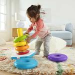 Fisher-Price Toddler Toy Giant Rock-A-Stack, 6 Stacking Rings with Roly-Poly Base for Ages 1+ Years, 14+ Inches Tall from Fisher-Price