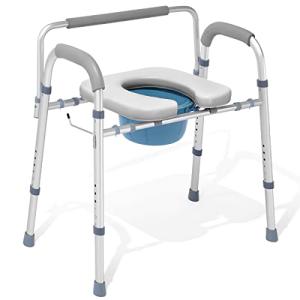 OasisSpace Stand Alone Raised Toilet Seat 500lbs - Adjustable Toilet Safety Frame Raised Toilet Seat with Handles for Elderly, Medical Beside Commode Chair for Senior and Disabled by OasisSpace