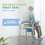 OasisSpace Stand Alone Raised Toilet Seat 500lbs - Adjustable Toilet Safety Frame Raised Toilet Seat with Handles for Elderly, Medical Beside Commode Chair for Senior and Disabled by OasisSpace
