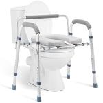 OasisSpace Stand Alone Raised Toilet Seat 500lbs - Adjustable Toilet Safety Frame Raised Toilet Seat with Handles for Elderly, Medical Beside Commode Chair for Senior and Disabled by OasisSpace