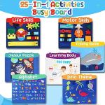 Busy Board Toddlers Sensory Activity - Montessori Toys 1 Year Old Boy Airplane Travel Essentials Kids Ages 1-3 Road Trip Games Quiet Book 2-4 Yr Birthday Gifts Learning Toy 18 Months Baby Educational from Nangong Jingda Felt Products Co., Ltd