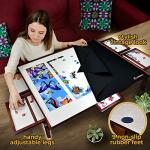 1500 Piece Jigsaw Puzzle Board - Wooden Jigsaw Puzzle Table for Adults with Adjustable Legs, 6 Drawers, and Rubber Cover - Portable Jigsaw Puzzle Board with Sorter Drawers Tray for Easy Puzzle Storage by JIGSOO