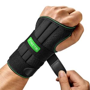 FREETOO Wrist Brace for Carpal Tunnel Relief Night Support , Maximum Support Hand Brace with 3 Stays for Women Men , Adjustable Wrist Support Splint for Right Left Hands for Tendonitis, Arthritis , Sprains, Green (Left Hand, S/M) by FREETOO